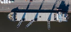 aufsicht-schiff Luftbild, aufsicht auf einen Frachschiff